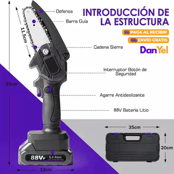 Mini Motosierra de Mano Portátil Eléctrica Recargable