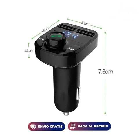 Transmisor FM Bluetooth para Coche con Cargador USB
