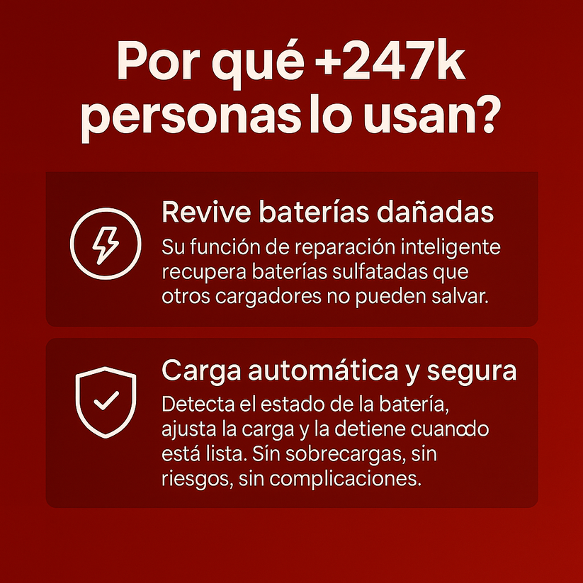 Enusic 12V | Cargador que revive tu batería