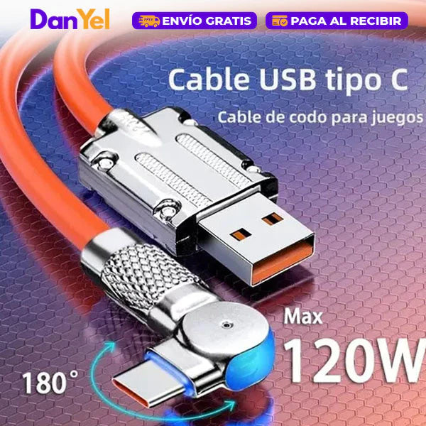 Cable Carga Rápida Tipo C Giratorio - 120W - 1M 2x1