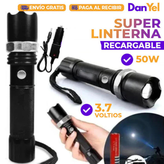 Super Linterna De Alta Potencia 3.7 Voltios Recargable De 50W