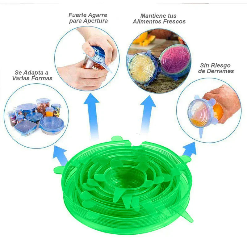 Kit de Tapas de Silicona para Envases 2x1