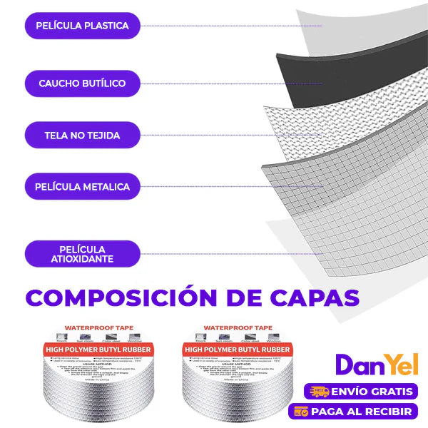 Cinta De Sellado Impermeable De Butilo Para Techos 2x1
