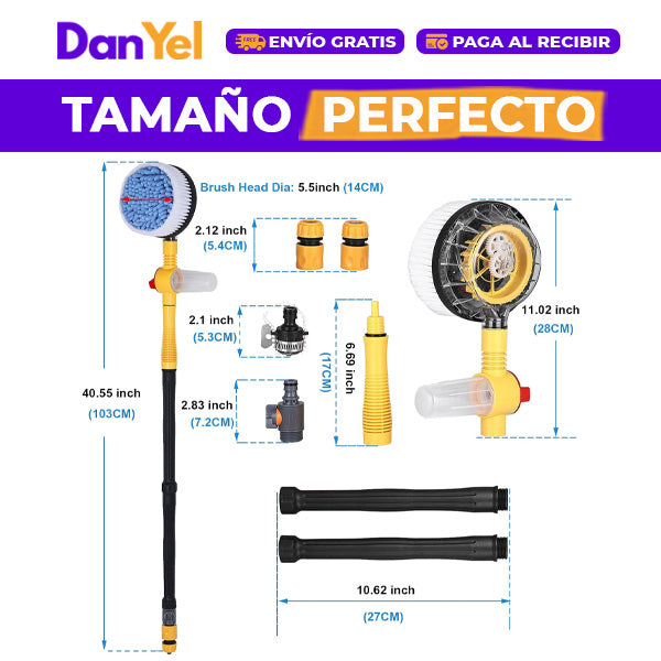 Cepillo Giratorio de Alta Presión para Lavado de Auto con Accesorios