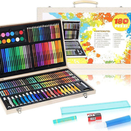 Set de Arte 180 Piezas con Estuche de Madera