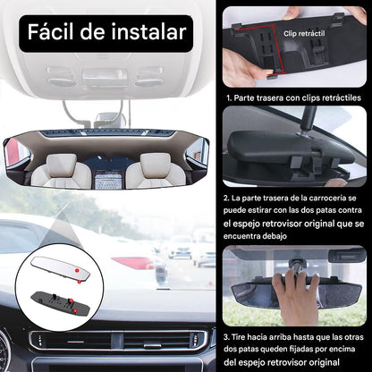 Espejo Panorámico Para Automóvil | Visión Grande Y Sin Deslumbramiento