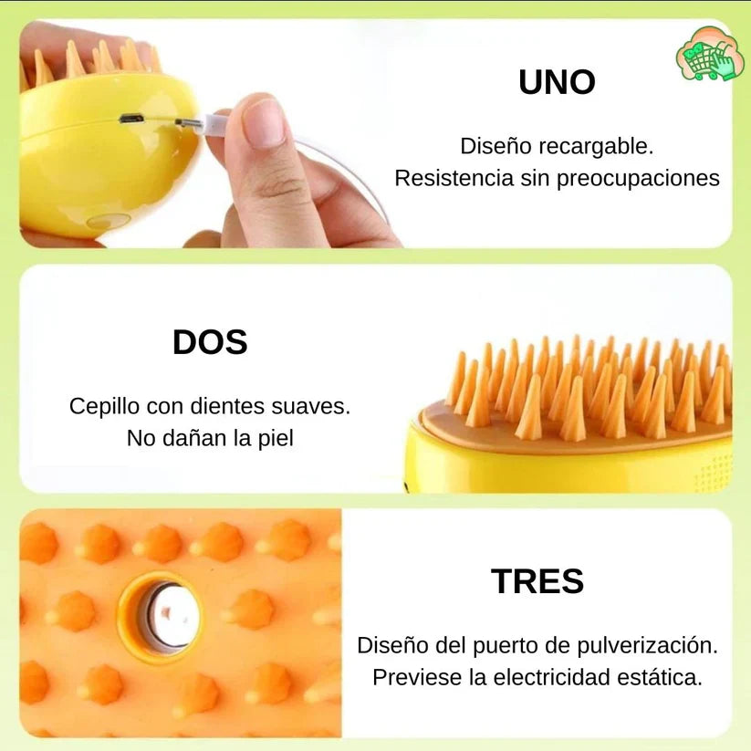 Cepillo Vapor Para Mascotas 2x1