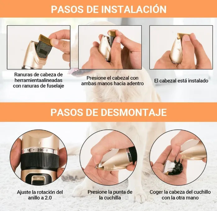 Máquina Cortadora de Pelo Silenciosa para Mascotas