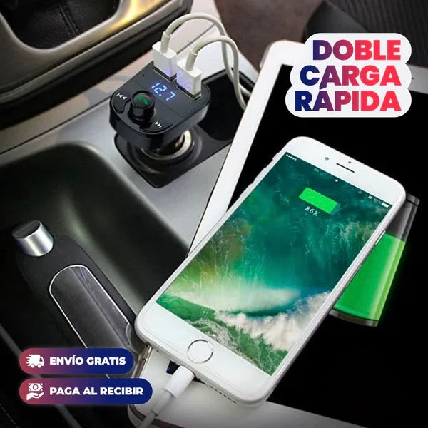 Transmisor FM Bluetooth para Coche con Cargador USB