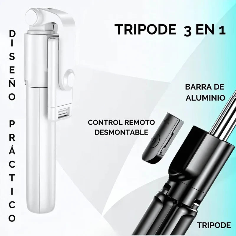 Trípode 3 en 1 | Soporte, Selfie Stick y Control Remoto