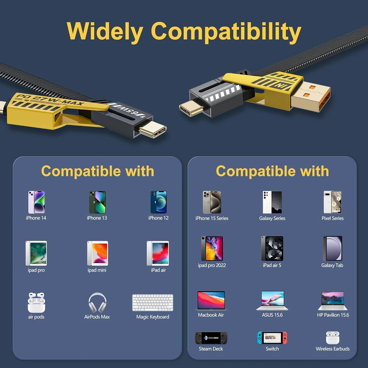 Cable Multiuso 4 En 1 Carga Rapida